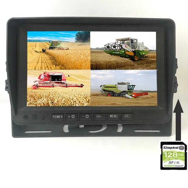 Airow auto Truck Bus RV Waterproof 8LED Night Vision  Camera 7 Inch Car 4CH DVR Recorder Back up Monitor With Camera System