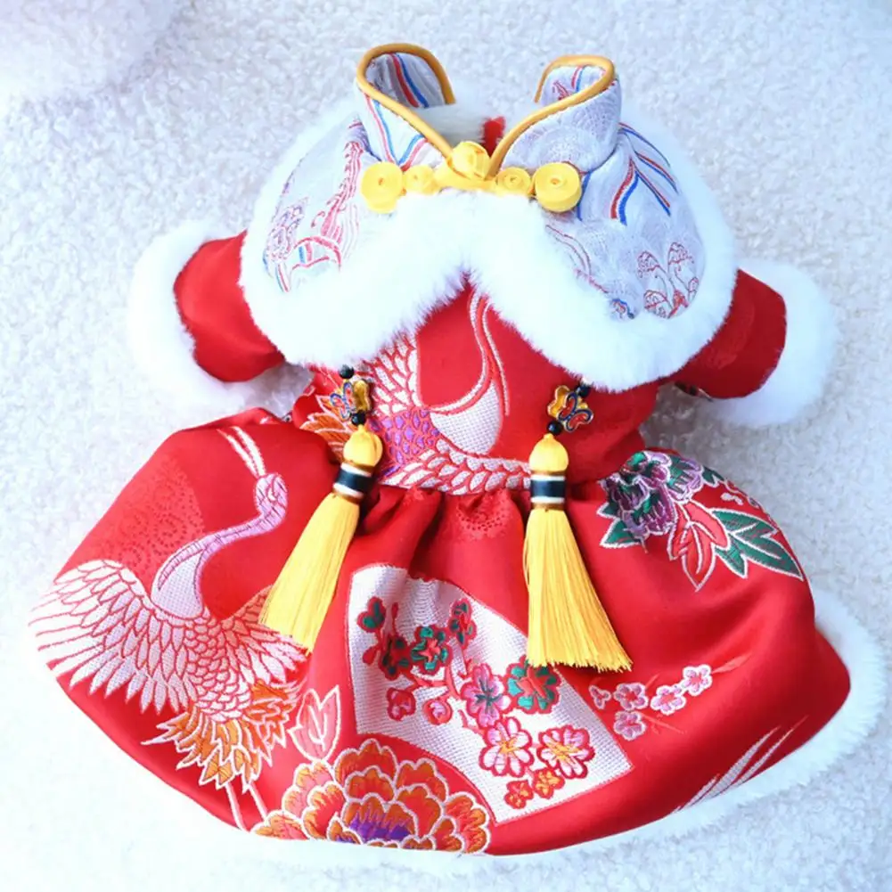 

Super Soft Lovely Retro Chinese Style Pet Dog Cat Dress Clothing Ultra-Thick Pet Clothes Vibrant Color Pet Product