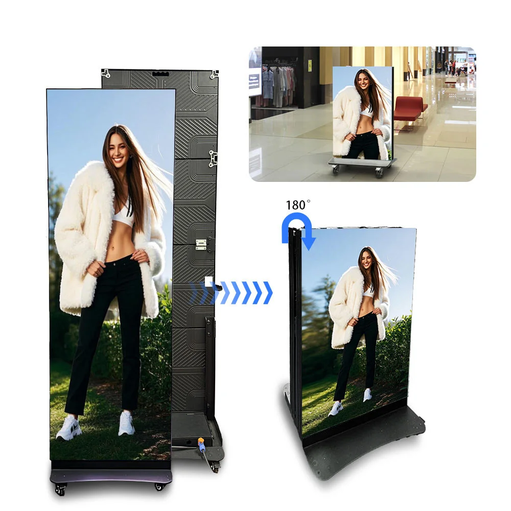 Shenzhen Factory's IP65 Floor Standing Outdoor LED Foldable Poster Display P1.25 P1.53 P2.5 Battery Advertising for Shopping - view 3
