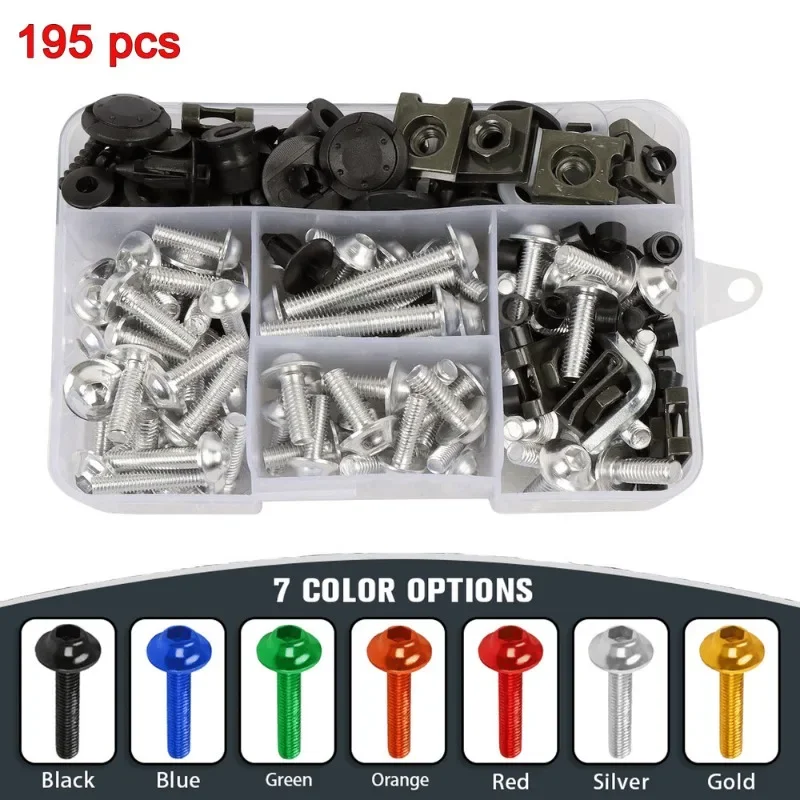 

195pcs Fairing Screws Bolt Kit for Suzuki GSXR600 GSXR1000 Hayabusa GSX1300R GSX600F GSX750F SV1000 SV650 TL1000R/S DL650 DL1000
