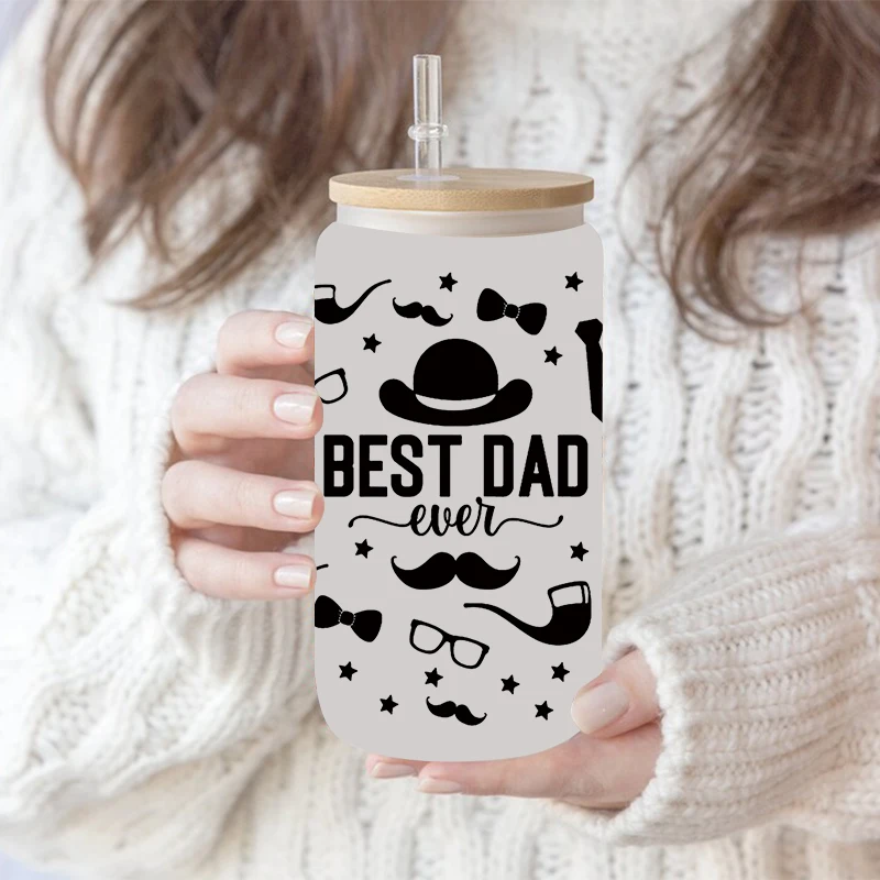 3D UV DTF Transfers Stickers 16oz Cup Wraps Dad Father's Day Printed For DIY Glass Ceramic Metal Leather Etc. D13385