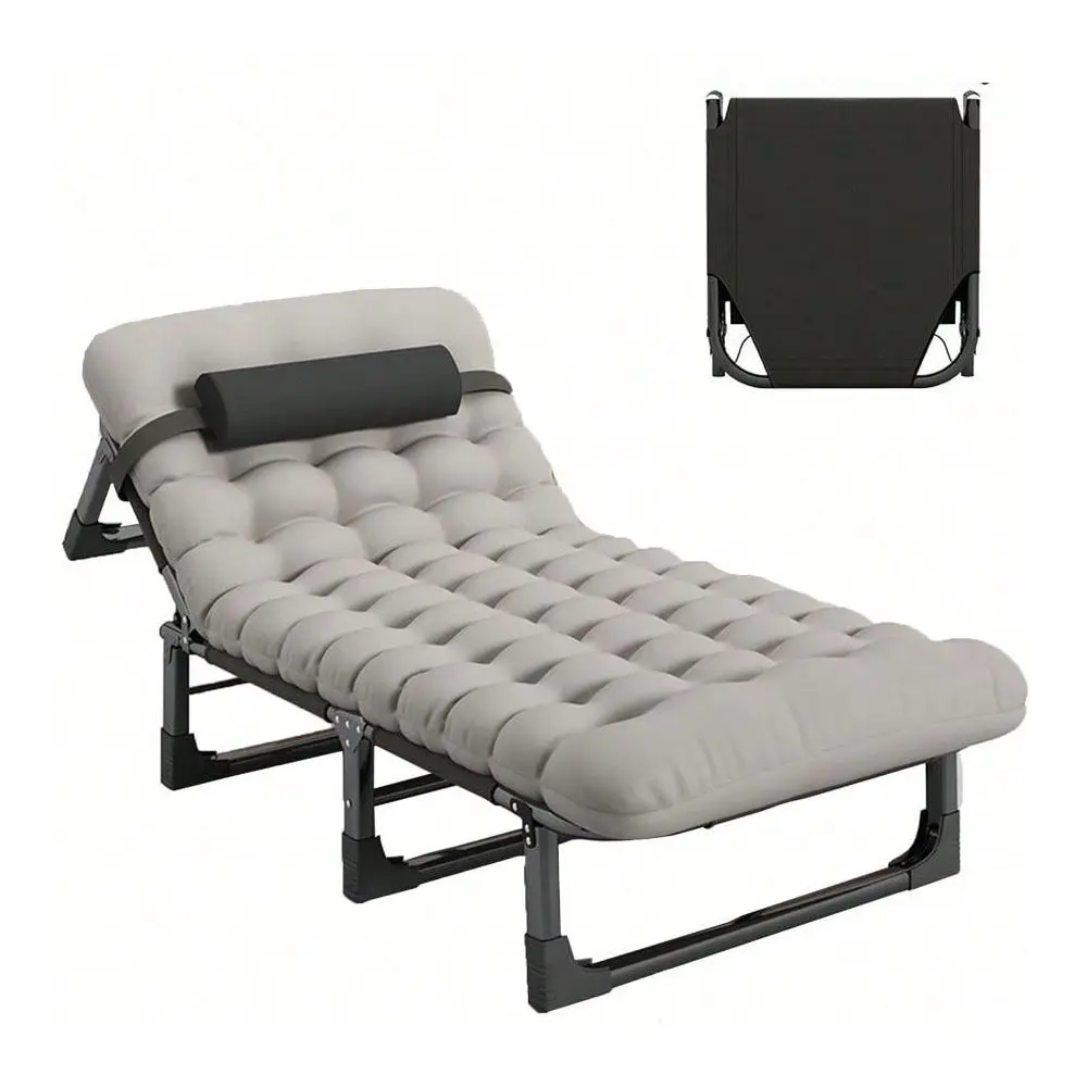 Cot, 4 Positions Adjustable Reclining Folding Camping Cot Sleeping Bed Cots For Adults Outdoor Portable Chaise Lounge Chair W C
