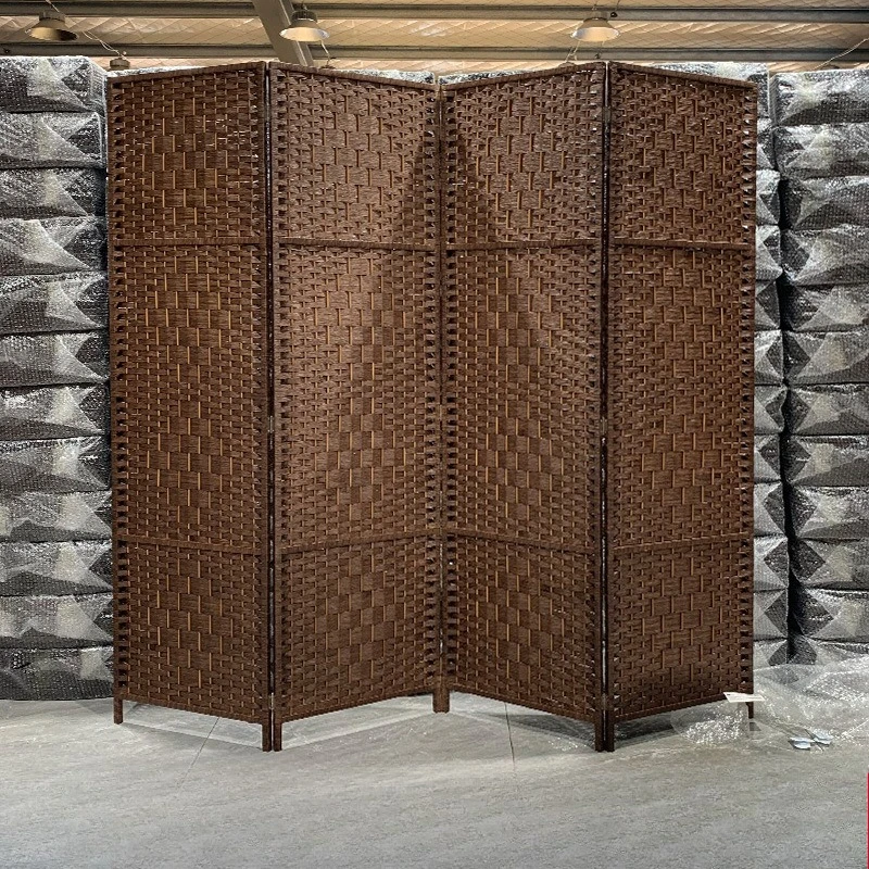 Foreign trade original single paper rope handmade straw screen partition living room entrance folding mobile simple modern facto