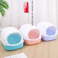 Pet Kitten Anti Splash Toilet Litter Tray Bedpans Indoor Fully Enclosed Plastic Sandbox Pet Litter Box Deodorizer Cat Supplies