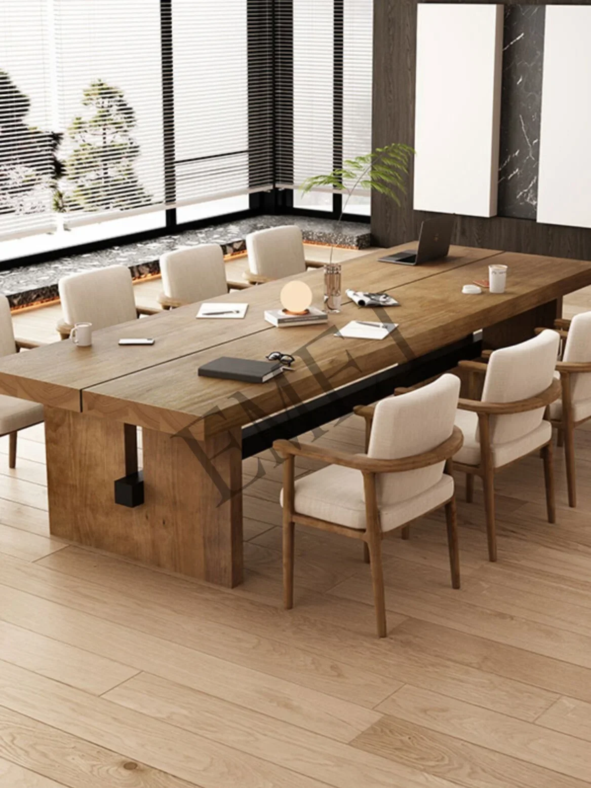 Log large board conference table large desk long negotiation table