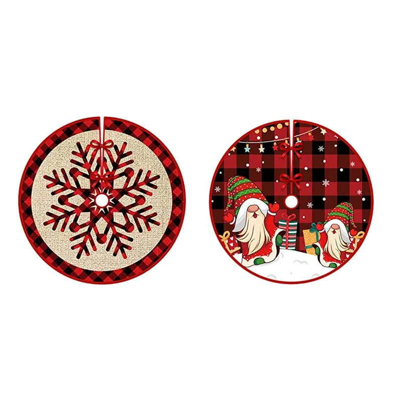 Christmas Tree Skirt Bowknot Decor Exquisite Print Cartoon Thicker Festival Prop Tear Resistant Party Decoration Easy To Use