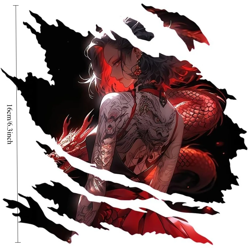 Geisha Girl Vinyl Sticker Matte Waterproof Removable Decal for Motorcycle Tank Helmet Scooter Car Window Bumper Dark Decor 1Pc