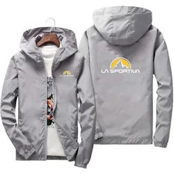 2024 New Spring and Autumn Leisure La Sportiva Men's High Quality Printed Outdoor Sports Jackets, Hooded Windproof Fashion Light