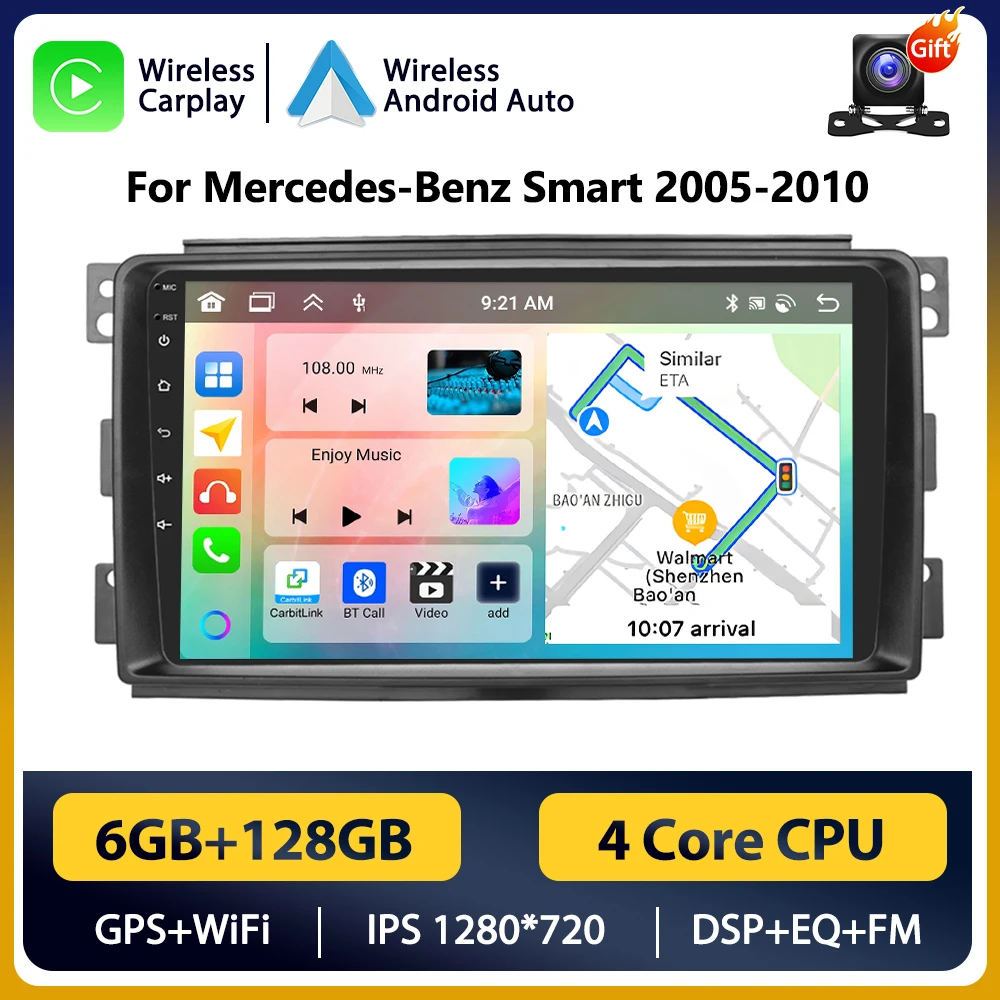 Podofo Android Car Radio For Mercedes-Benz Smart Fortwo 2005-2010 Android Auto 2 Din Multimedia Player Navigation GPS BT FM RDS image 3