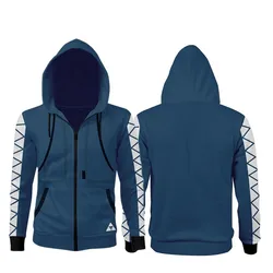 Anime Twisted Cosplay Wonderland Hercules Idia Shroud Hoodie Adult Jacket Zip Up Zipper Sweatshirt Coat Pullover Costume