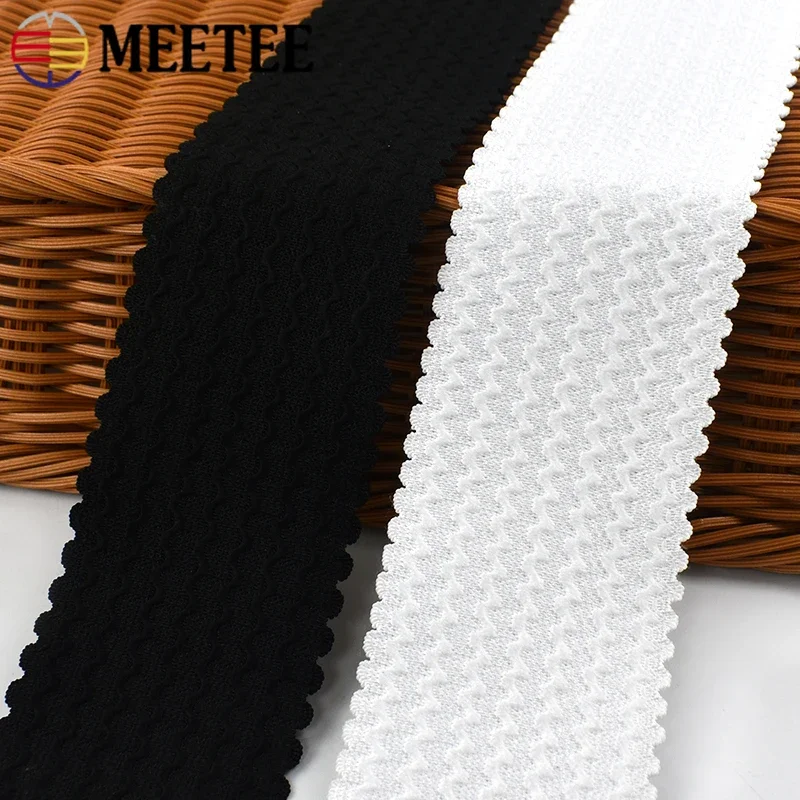 1-5M Wave Elastic Band for Underwear 40-70mm Wide Rubber Bands Trousers Elasticity Belt Clothes Stretch Ribbon Sewing Webbing