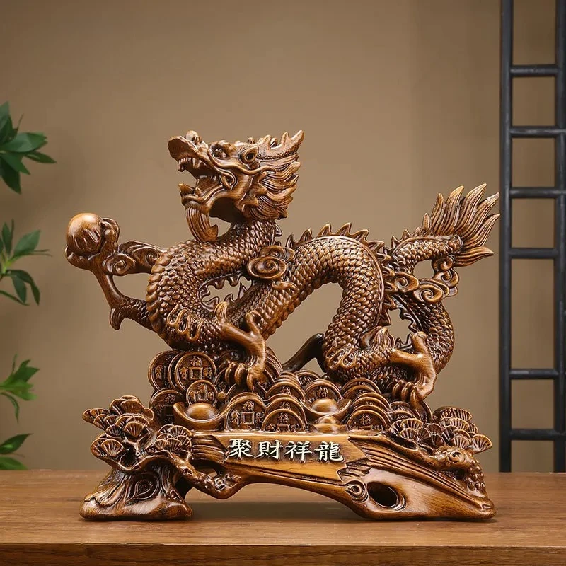 Xianglong Treasure Gathering Ornament Decoration of Chinese Loong Mascot in Fortune Seeking Feng Shui Office Desktop Decorations