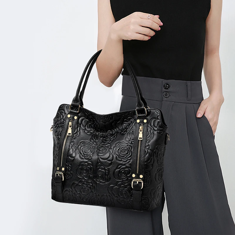 

Leather handbag fashion embossed handbag leather temperament one-shoulder crossbody bag
