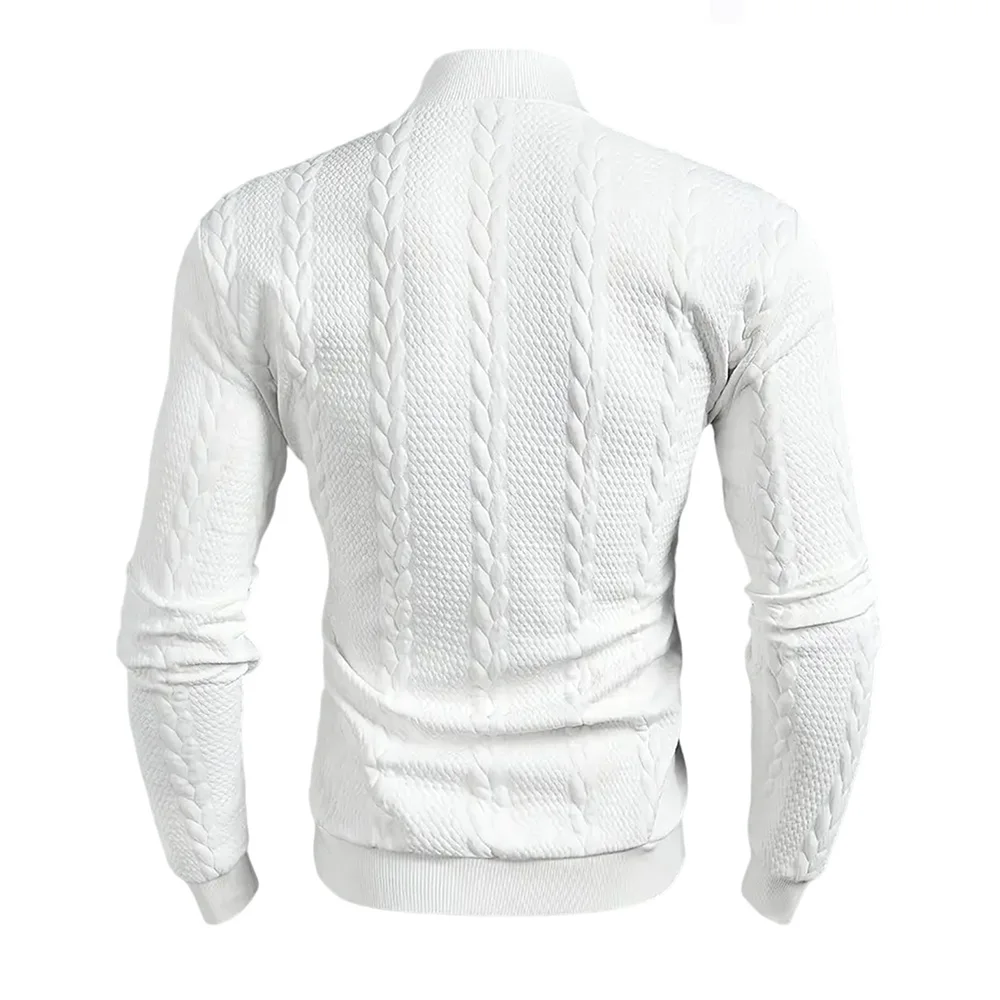 Männer Gestrickte Hohe Kragen Pullover Casual Vintage Twist Strickwaren Pullover Tops Winter Einfarbig Slim Fit Wärme Pullover Tops – Detail 10