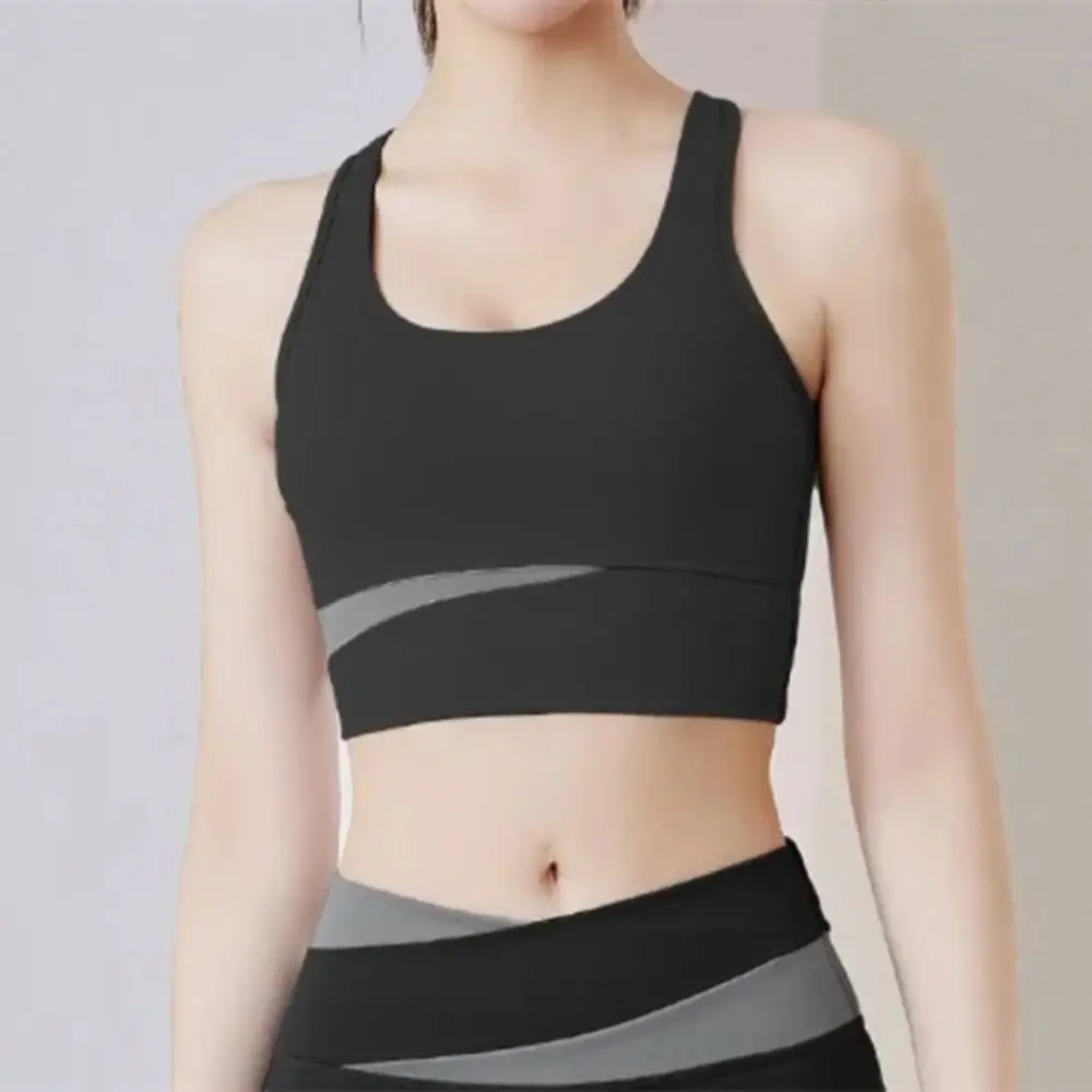 

High Waist Color Block Yoga Set Shock-Proof Tight Fit Slim-Fit Workout Outfit Hip Lift Nude Feeling Seamless Yoga Outfit