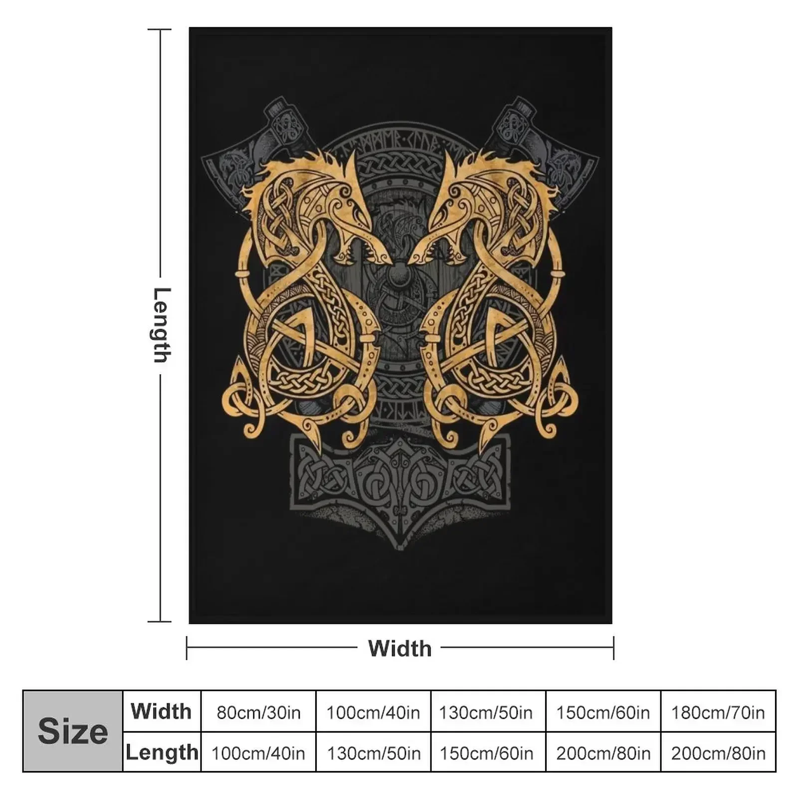 Fighting Fenrir Gold Throw Blanket couch cozy soft plush fuzzy picnic outdoor blanket