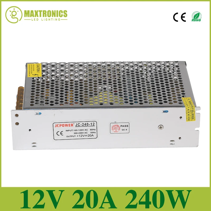 

Wholesale Price 12V 20A 240W Switching Power Supply Driver Lighting Transformer for LED Strip AC 110-240V Input to DC 12V