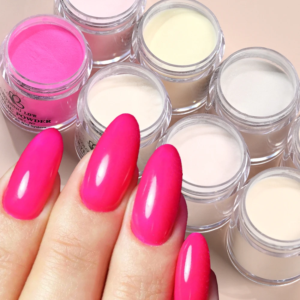 

8Jars*7g Pink Nude Red Polymer Powder For French Nail Tips Extension Carving Dipping Professional Acrylic Powder Home Salon Use