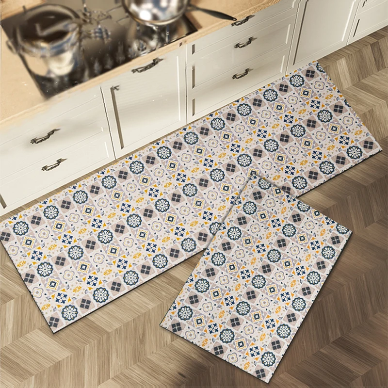 

Retro Pattern Long Kitchen Mat Non-slip Absorbent Kitchen Floor Rug Bathroom Entrance Doormat Hallway Soft Washable Carpet 러그