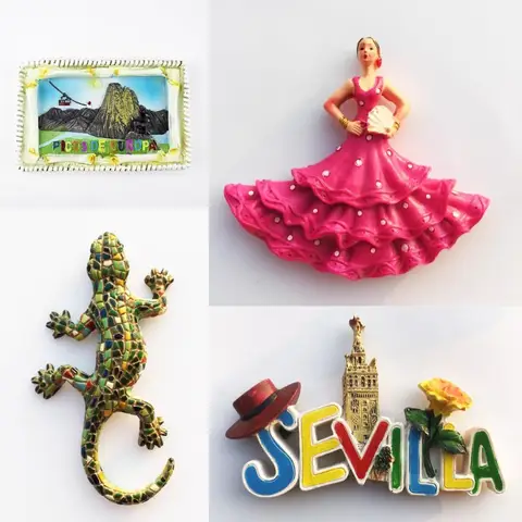 Spain Travelling Fridge Magnets Sevilla Malaga Tenerife Picos de Europa Benidorm Mallorca Menorca Ibiza Tourist Souvenirs