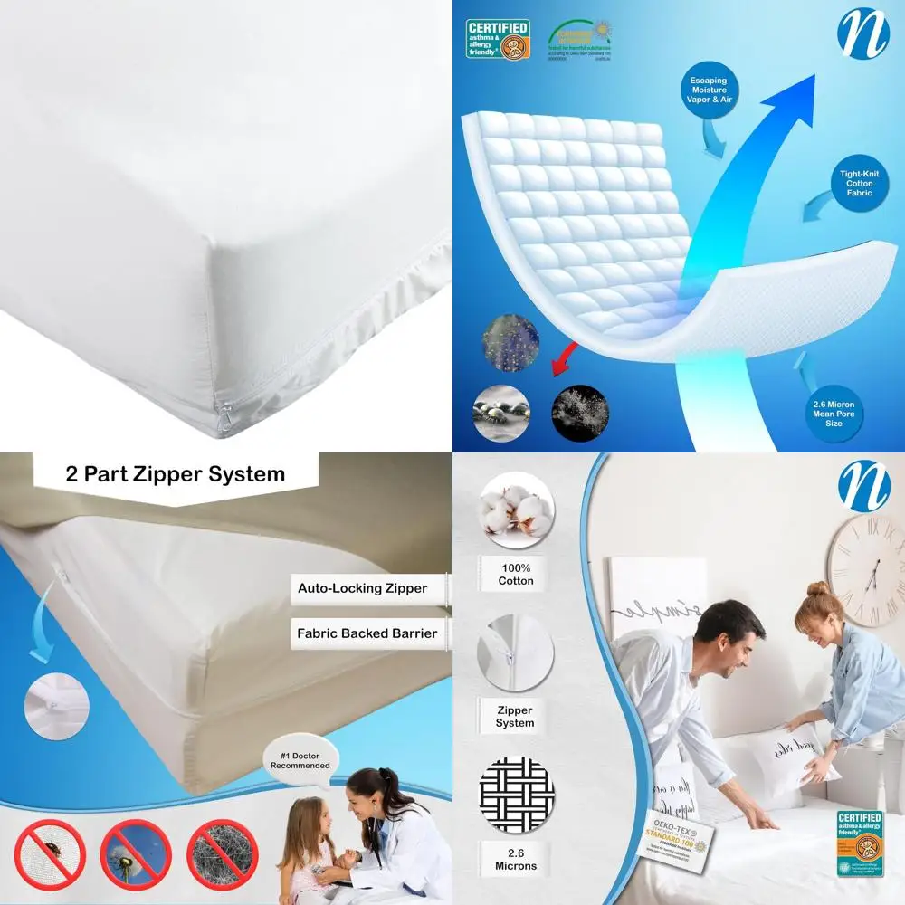 

Защитный наматрасник из 100% хлопка King Size — 78x80x12 — гипоаллергенный, дышащий, пылезащитный чехол — сертифицированный AAFA и Oeko-TEX