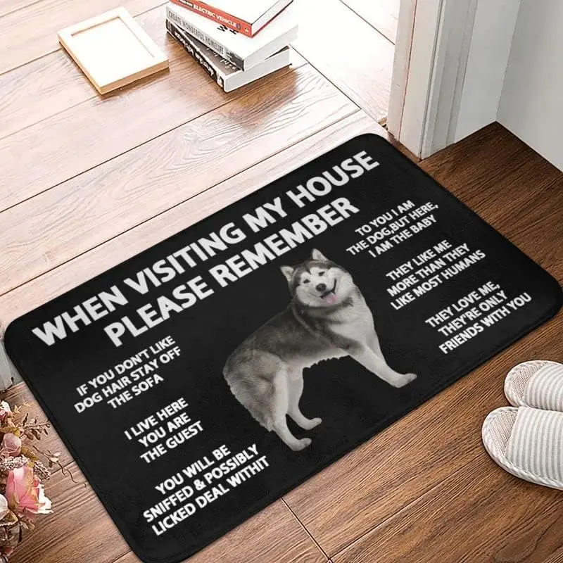 Funny Husky Dog Rules Door Mat, 