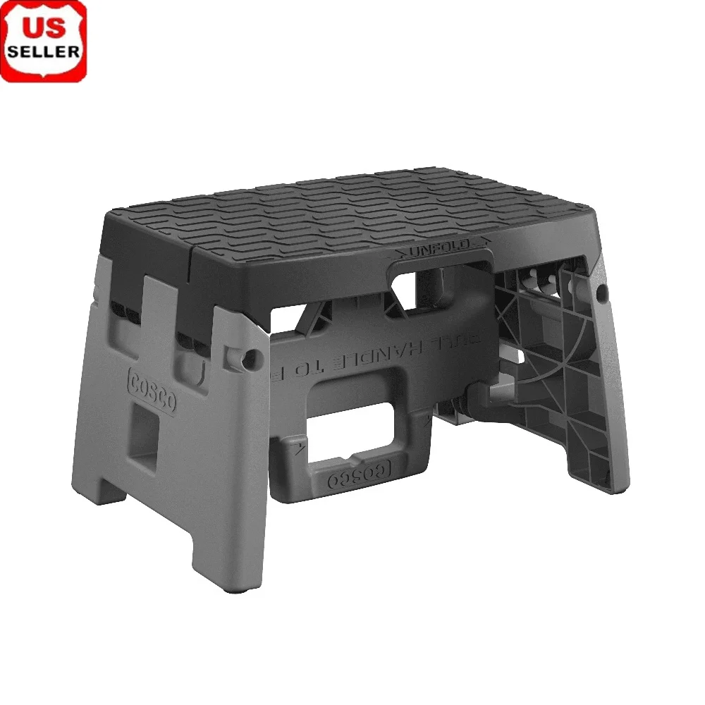 

Folding Step Stool 300 lb Capacity Lightweight Portable Storage Ideal Home Tasks Easy Transport Durable Resin