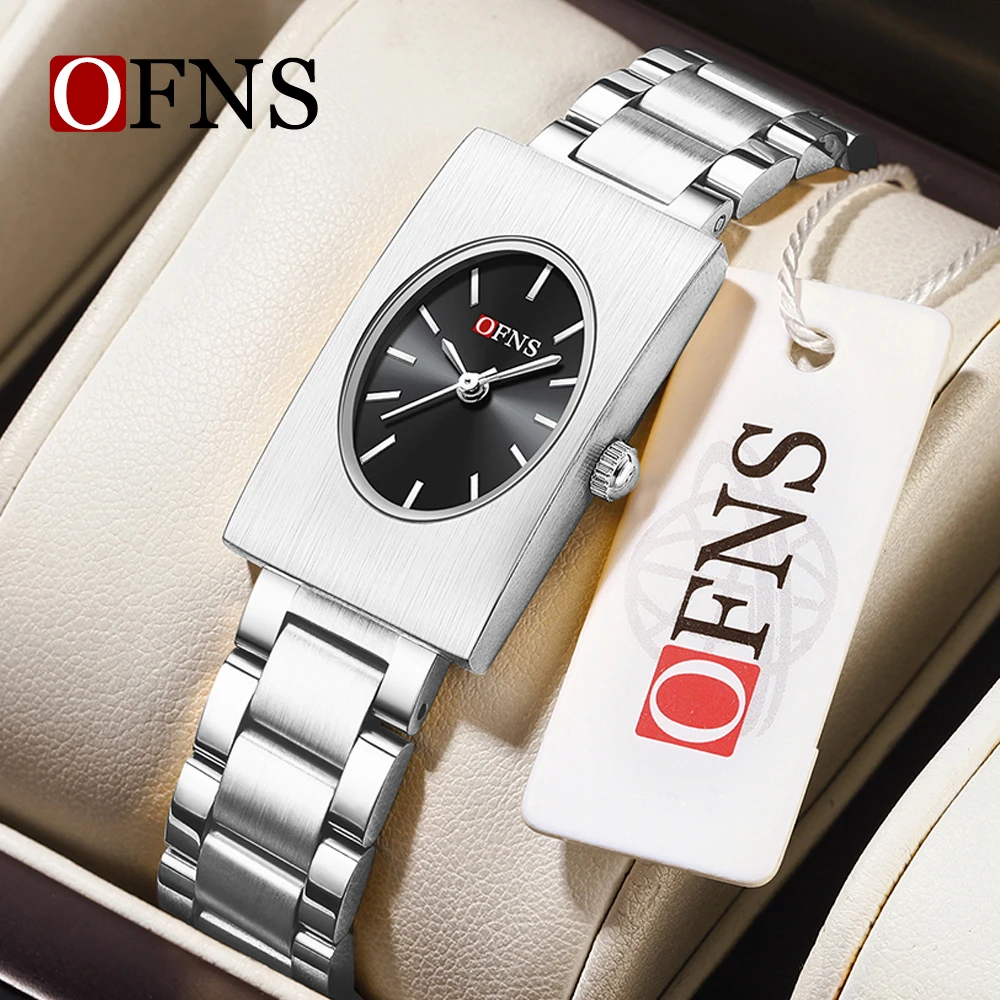 OFNS nuevo 1547 reloj de cuarzo de lujo para mujer reloj de cuarzo Simple Retro resistente al agua reloj cuadrado de nicho para mujer 2025