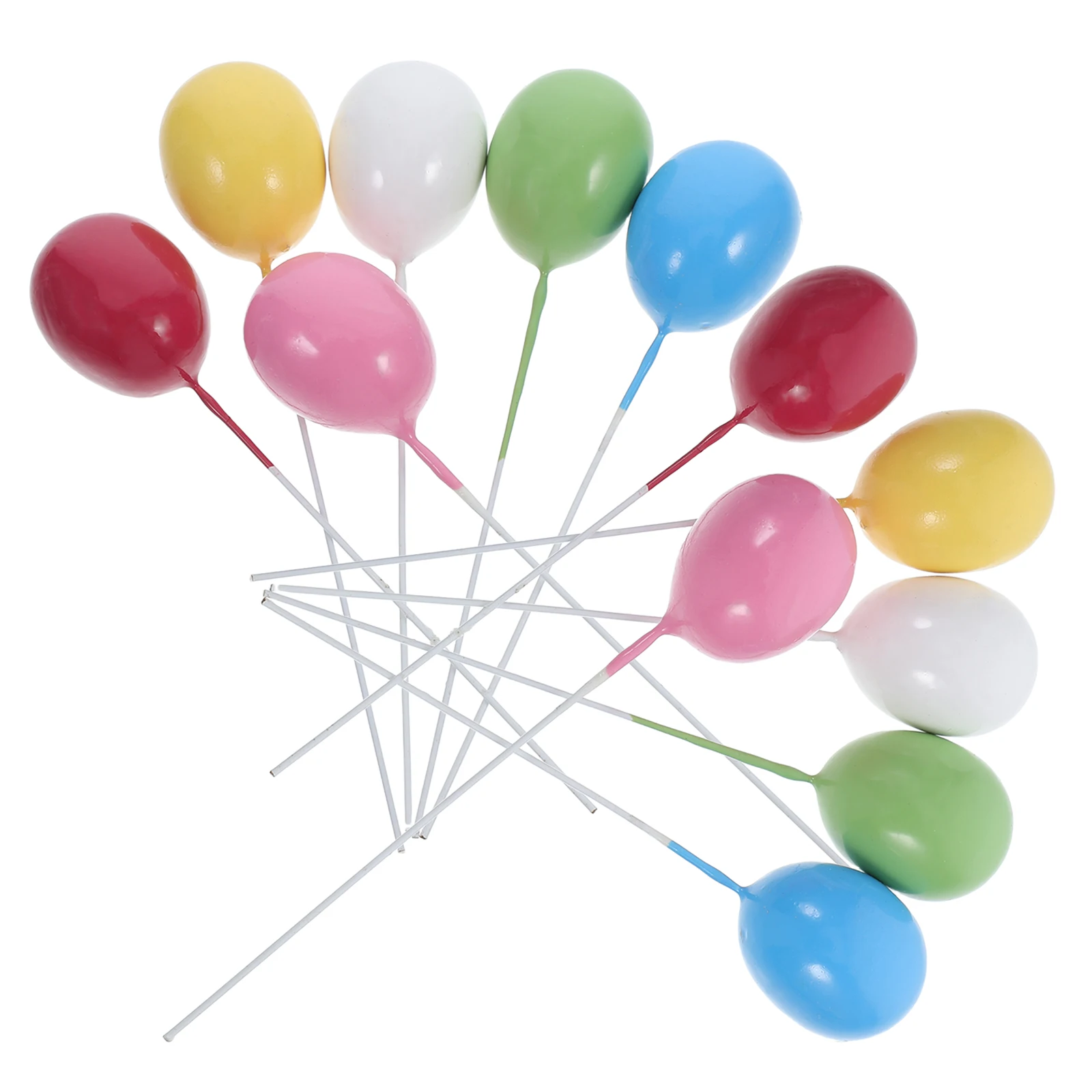 

12 pcs Birthday Cake Insert Cupcake Toppers Balloon Decorations 6 Colors Foam Safe Party Supplies Cake Picks Dessert Accessories