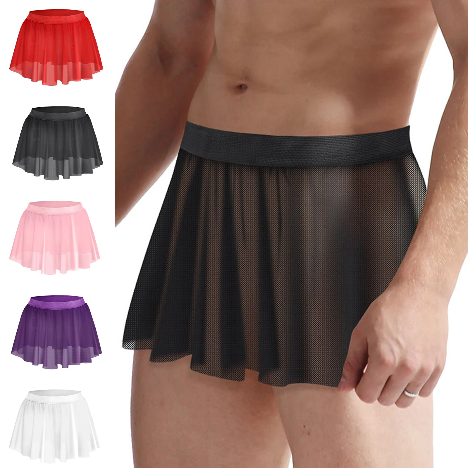 Men's Sheer Mesh Ultra Thin Mini Skirt