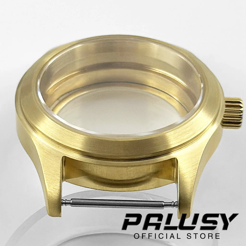 36MM/39MM Gold Waterproof Sapphire Crystal Watch Case Fashion Brown Leather Strap Fit NH34 NH35 NH36 PT5000 ETA 2824 Movement