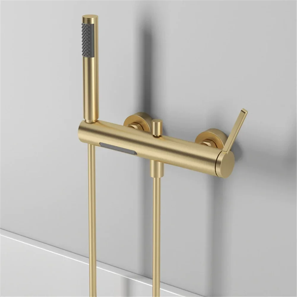 نحى الذهب حوض استحمام للاستخدام في الحمام و خلاط دش رمادي حمام ودش صنبور مجموعة الحائط النحاس الأسود/الكروم الحمام الصنابير النحاس #6