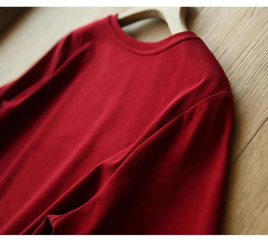 Robe Midi rouge à manches courtes pour femmes, t-shirt imprimé Simple à la mode, vêtements d'été simples pour étudiantes, 2022