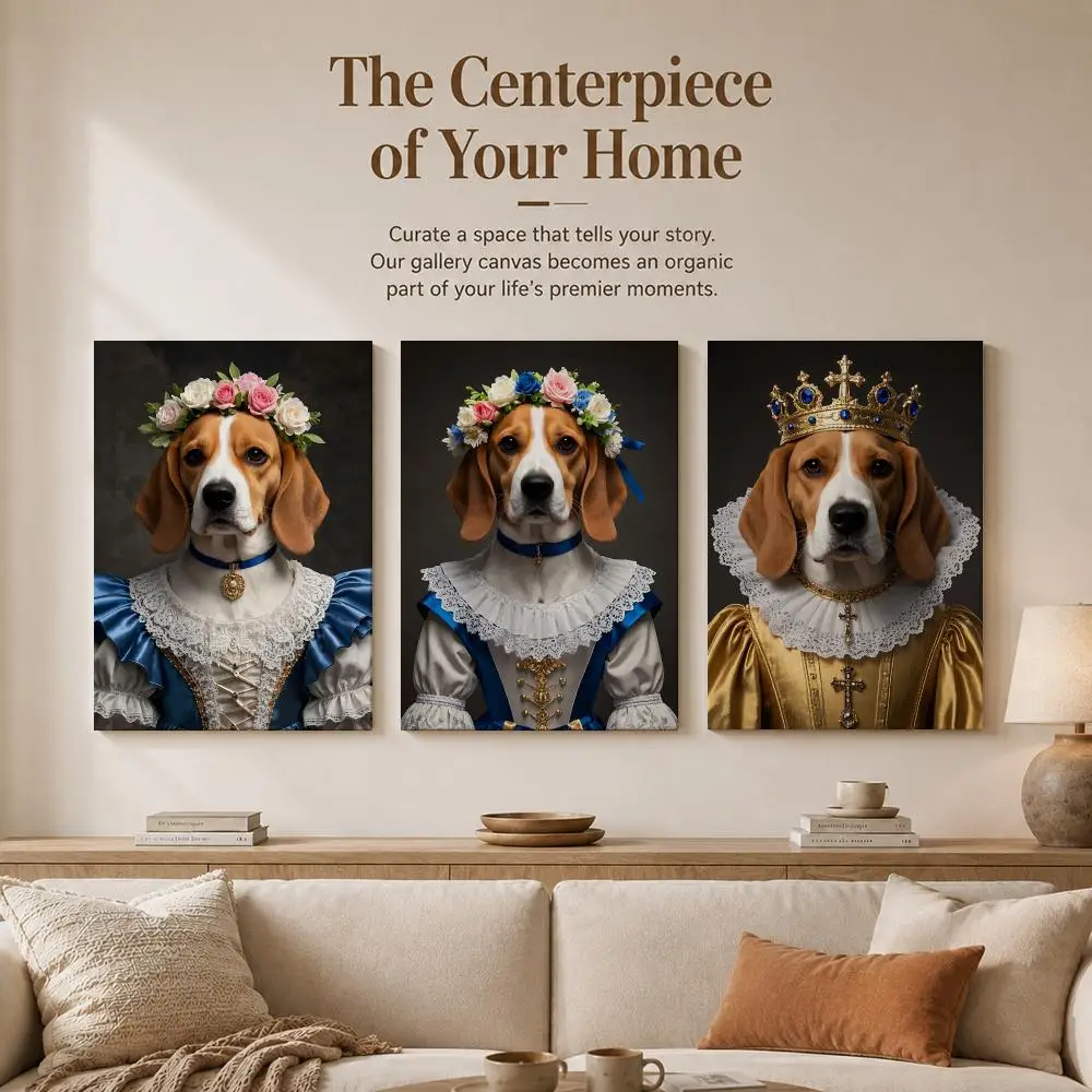 Beagle Dog Funny Meme Retro Framed Wall Painting Wood Canvas Poster For Living Room Bedroom Hallway Office Home Decor Gift
