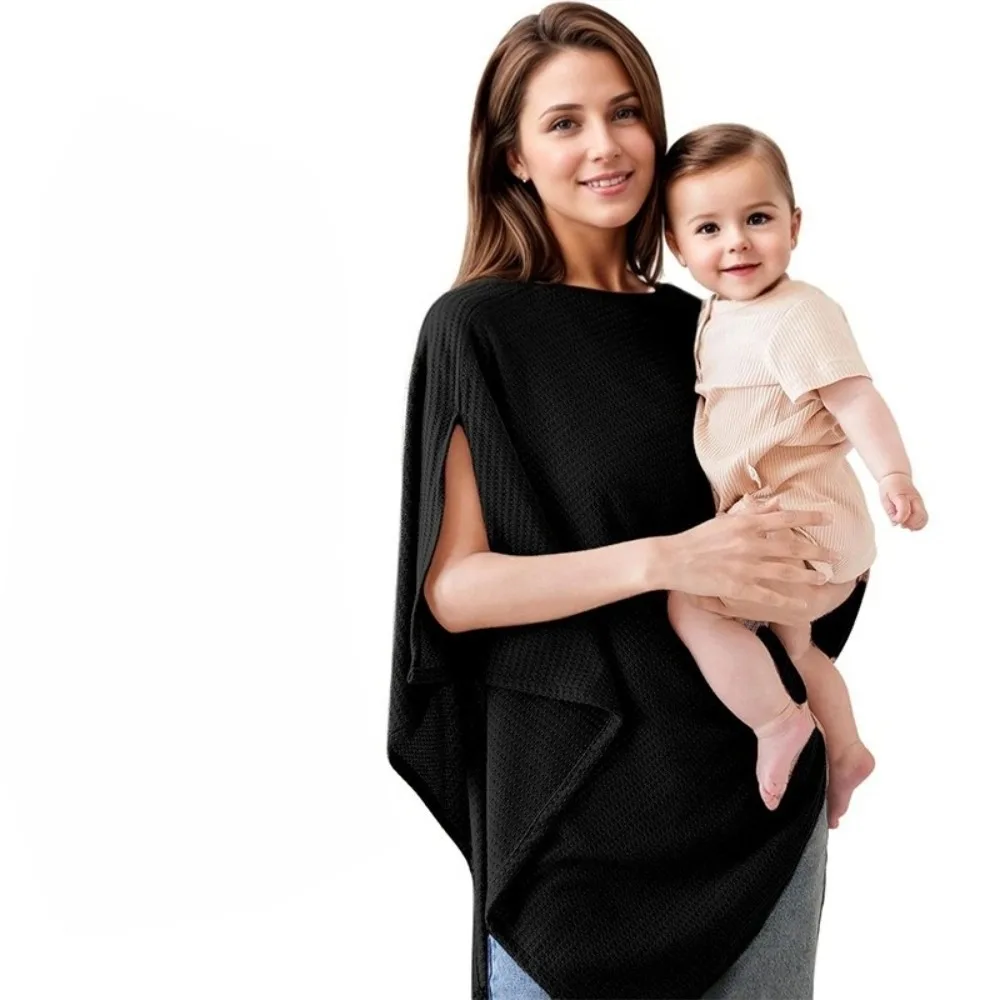 Soft Waffle Breastfeeding Nursing Cover Stretchy Windproof Nursing Poncho Multi-Use Polyester Feeding Apron Daily Use