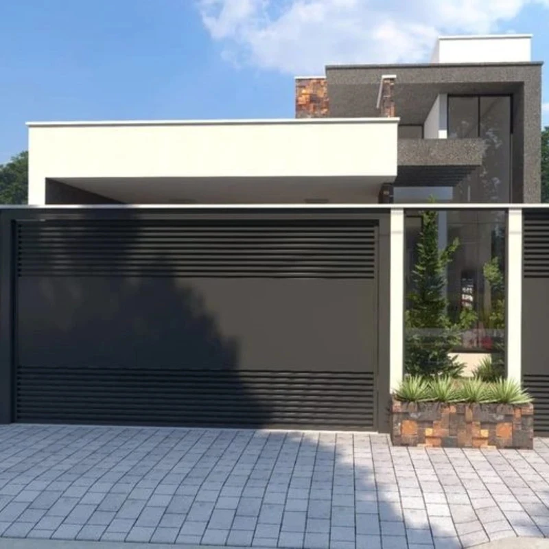 New American Modern Stainless Steel Sectional Doors With Glass Sliding Electric Garage Door