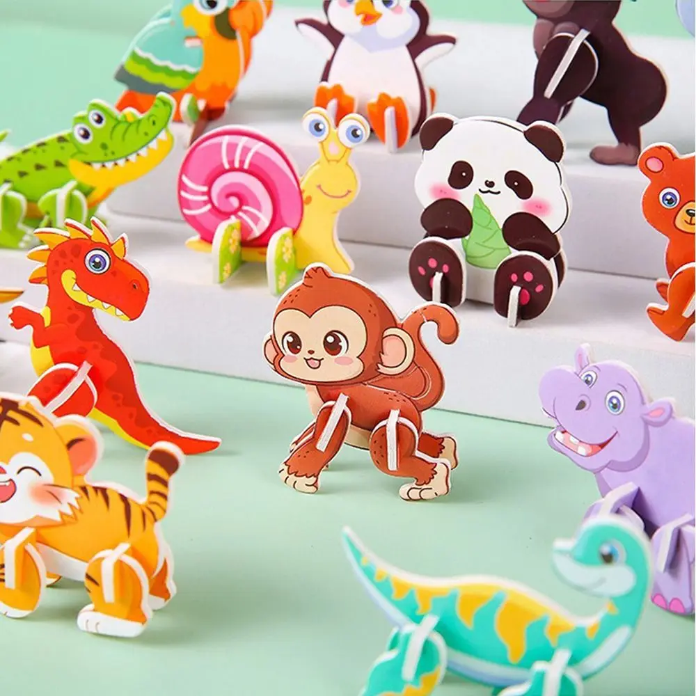 10pcs Gift Three-dimensional 3D Paper Puzzle DIY Mini Puzzle Model Cartoon Animal Panda Educational Toy Children's