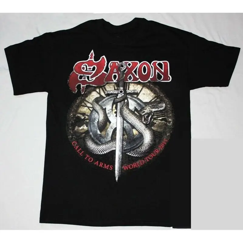 

SAXON CALL TO ARMS WORLD TOUR 2011, новая редкая черная мужская футболка AP732
