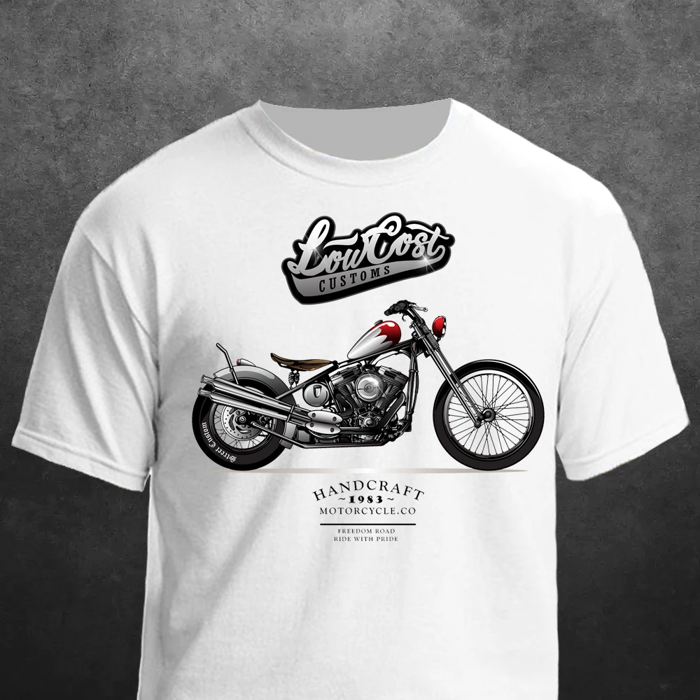 T Shirt Man Motorcycle Motorbike Art Vintage Custom Chopper Summer Casual Printing Short Comfortable O-neck