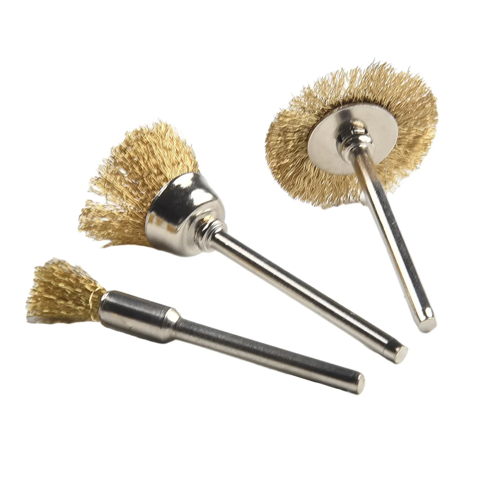 3Pcs Copper Wire Brass Drill Brush Set Mini Brush Rotary Tool Set For Drill Polishing Grinding Wheel T-shaped Brush Accessories