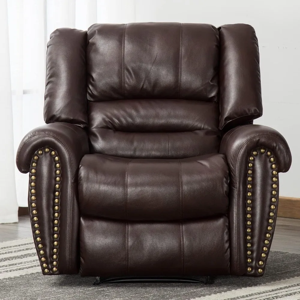 Leather Recliner Chair, Classic and Traditional Manual Recliner Chair with Comfortable Arms,Single Sofa,Living Room Chairs