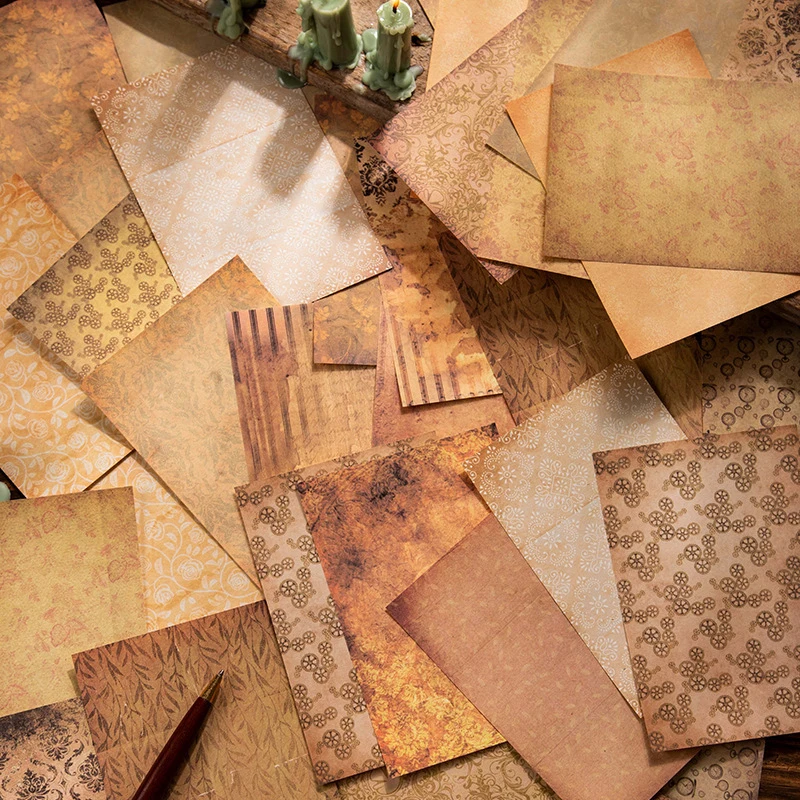 60Pcs Coffee Stain Texture Decorative Paper Vintage Scrapbooking Journal DIY Craft Supplies