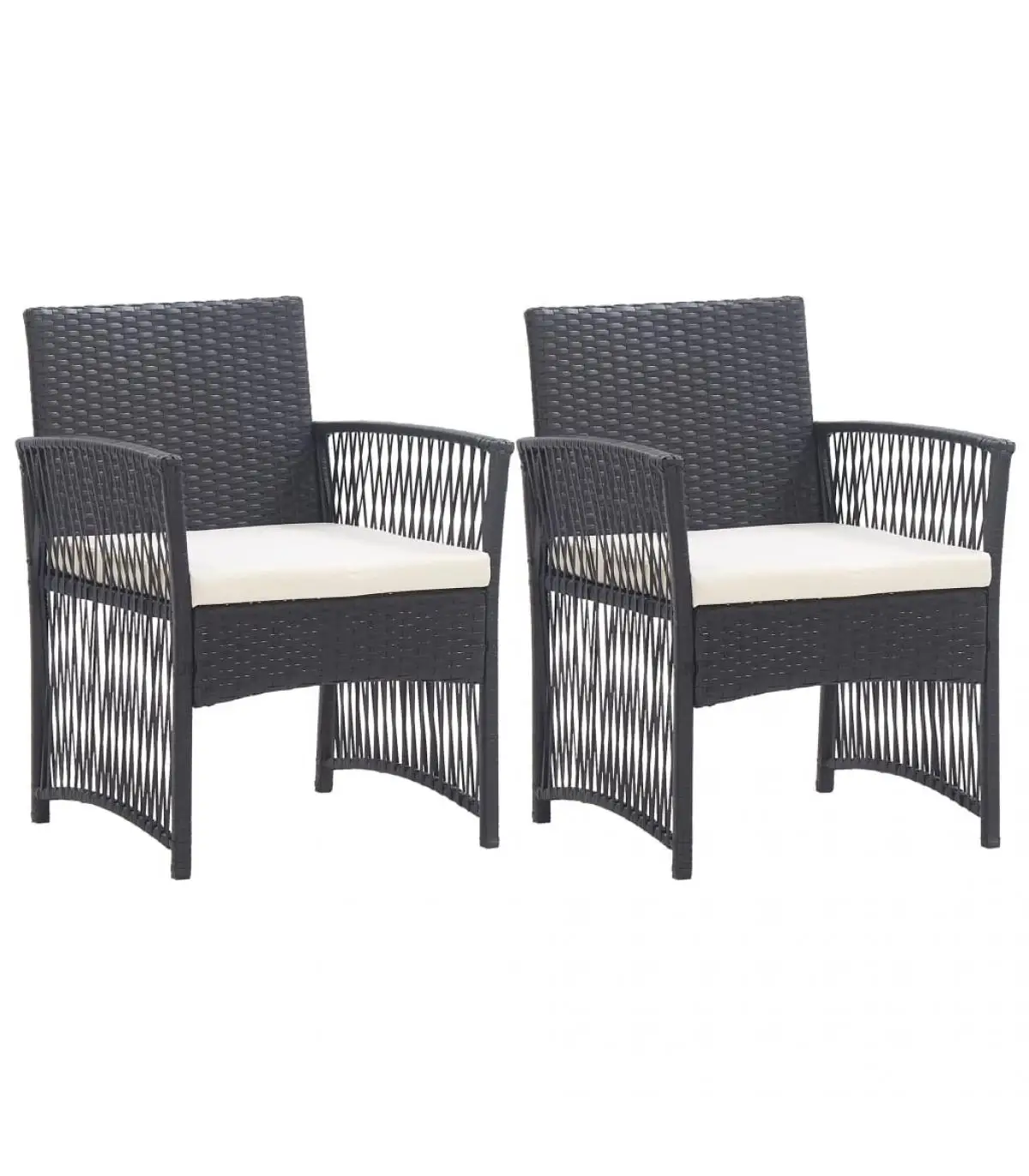 Garden chairs garden armchairs with cushions 2 units black synthetic rattan