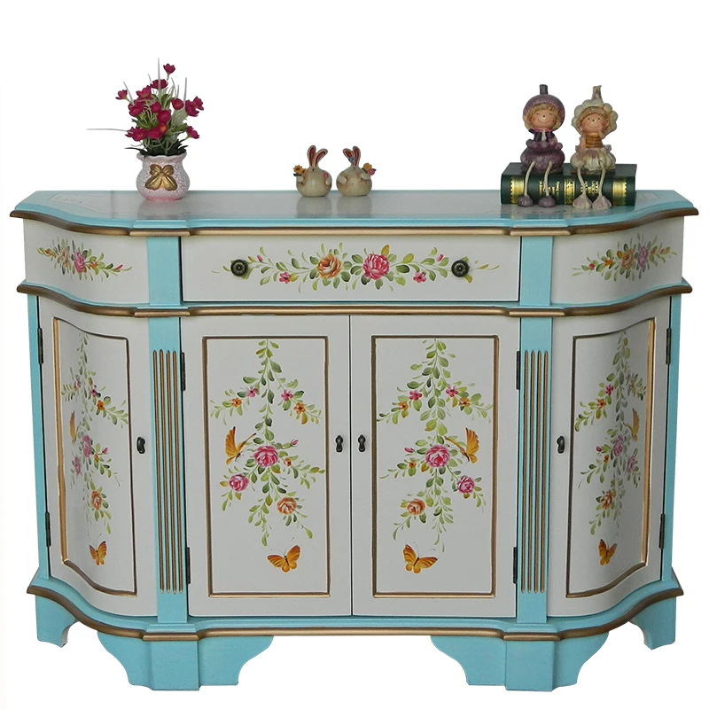 

Hallway Entrance Cabinet Living Room Corridor Wall Curio Cabinet Antique Painted Furniture American Sideboard Cabinet garden