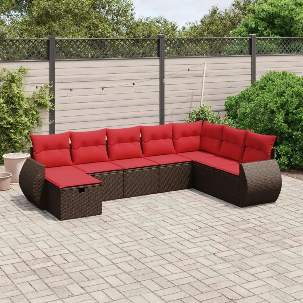 

8 Piece Brown Rattan Patio Sofa Set with Cushions Outdoor Garden Furniture Seating Durable Weather Resistant Design
