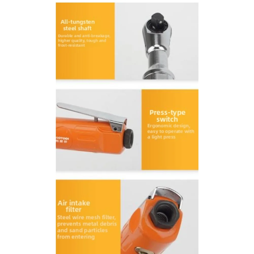High For Torque 100Nm Pneumatic Ratchet Wrench 3/8 Drive Alloy Steel Air Tool Set With Fast Switch For Automotive Repair And Ind