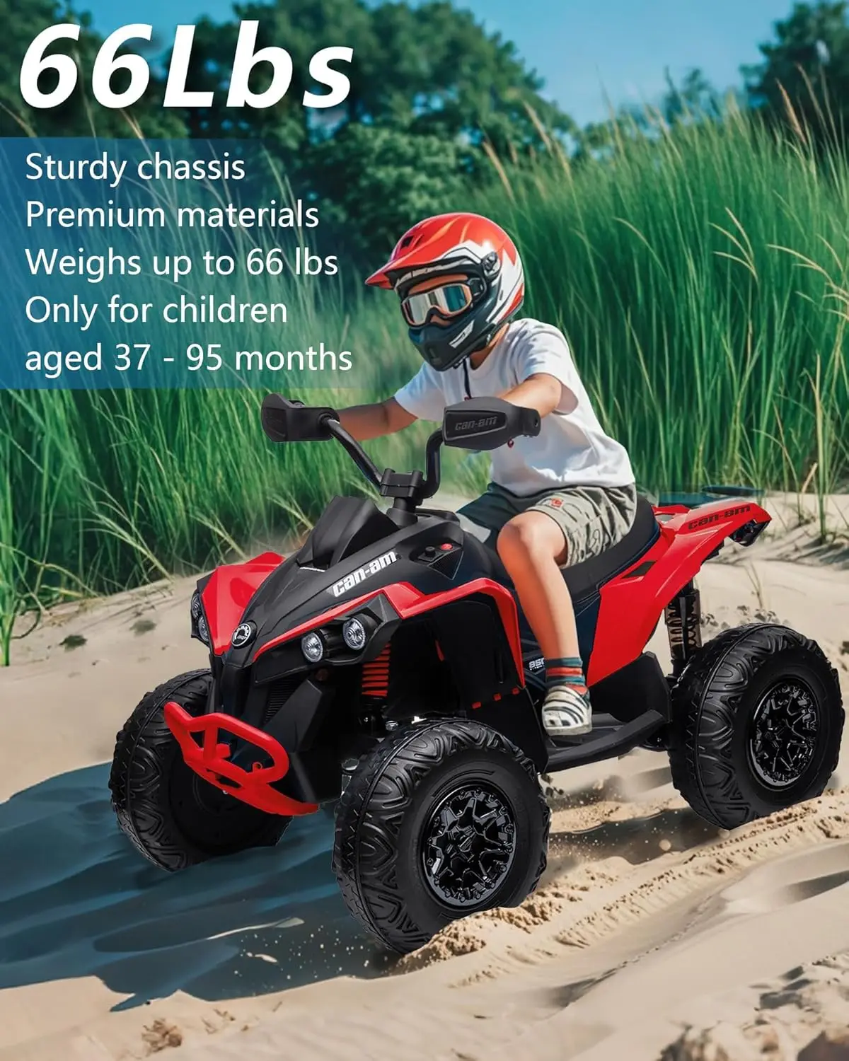 12V 4 Wheeler elektrische ATV rit op speelgoedauto voor kinderen van 37-95 maanden met 5MPH maximale snelheid afstandsbediening muziekverhaal rood
