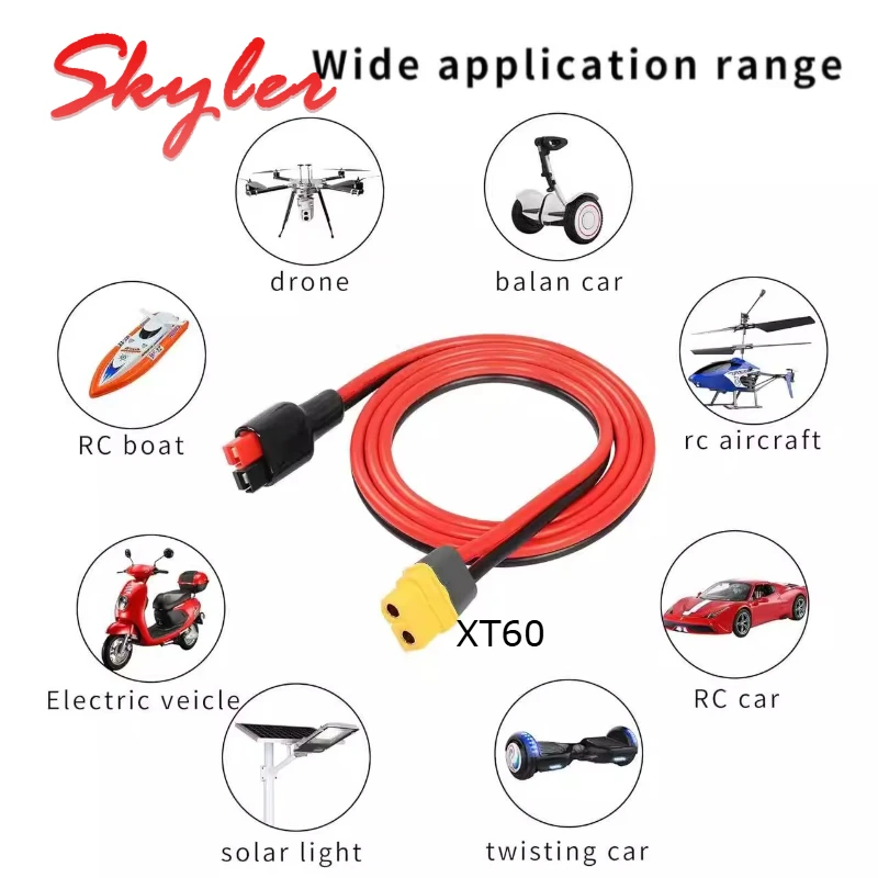 XT60 to 30A/50A Power Charging Plug Cable 12AWG for Electric Vehicle Lithium Battery Discharging Interface Sensor Adapter Wire