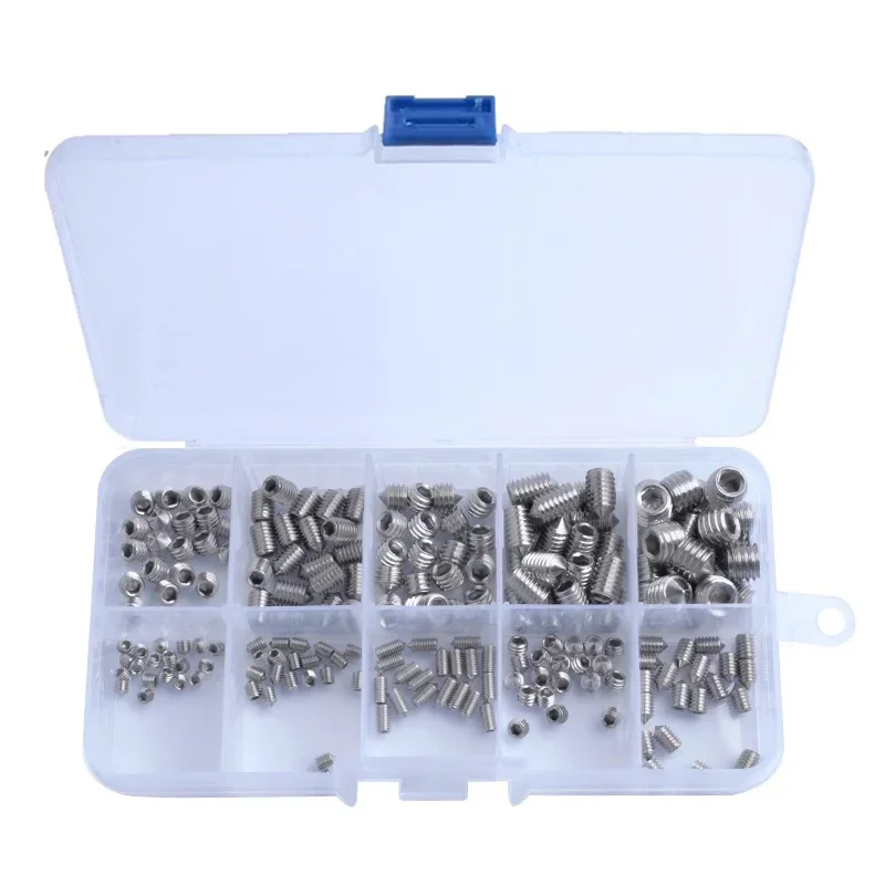 250pcs/Box 304 Stainless Steel Hex Hexagon Socket Set Cone Point  Screws Grub Screw M3 M4 M5 M6 M8