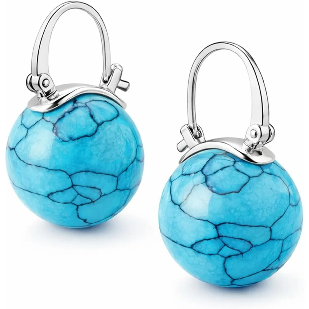 

Birthday Gift Natural Turquoise Huggie Hoop Earrings 14k Gold Plated Hypoallergenic Waterproof Western Jewelry
